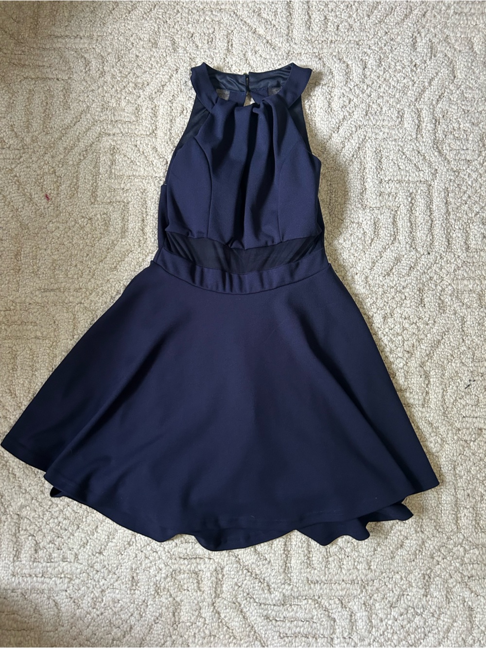 Women's Navy Blue Sleeveless Fit-and-Flare Dress